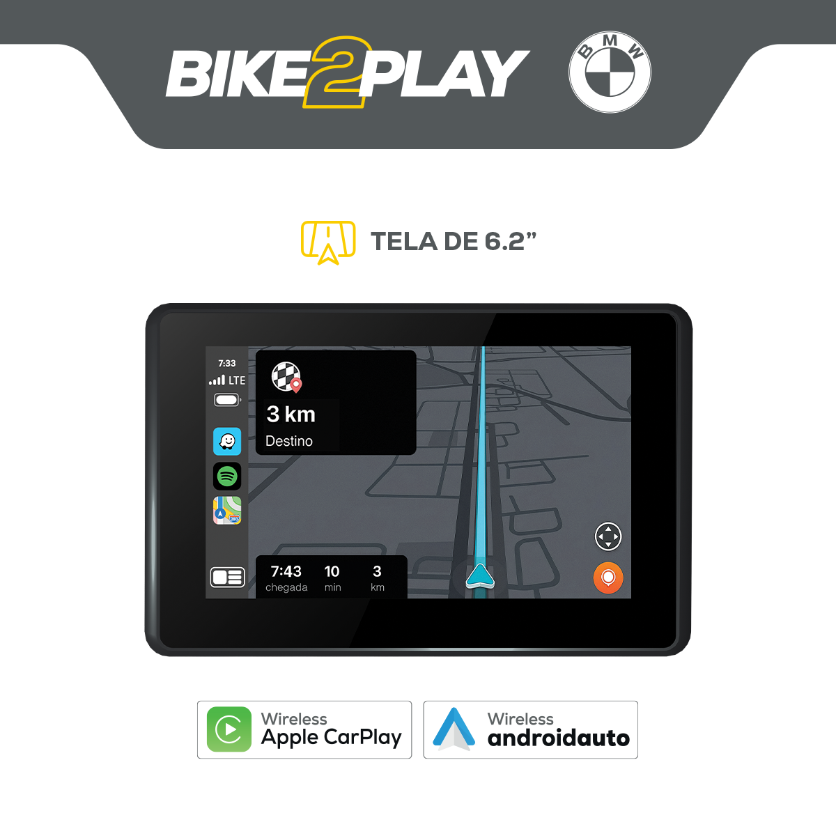 Multimídia de 6.2" Para Motos BMW - BIKE2PLAY