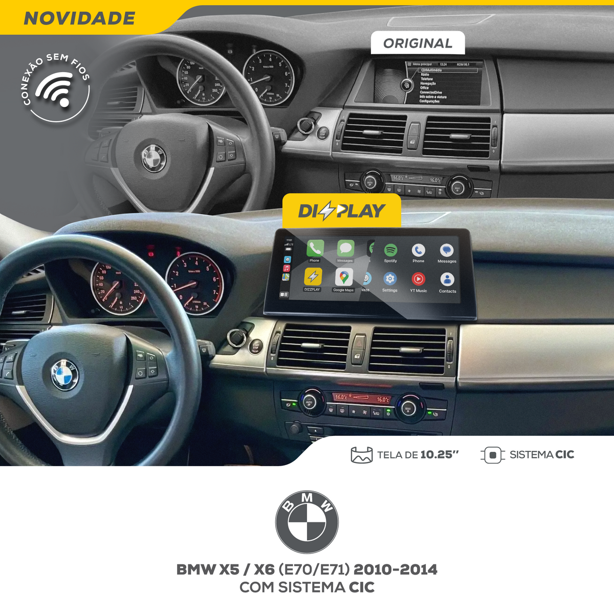 DIZZPLAY Multimídia 10.25" - BMW X5-X6 - CIC