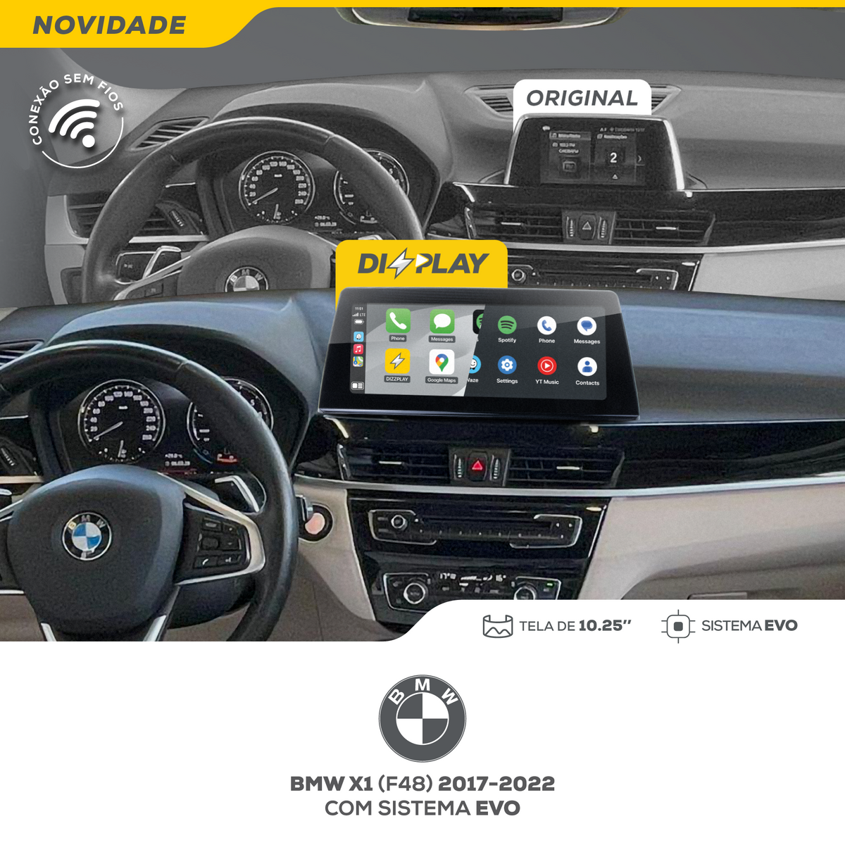 DIZZPLAY Multimídia 10.25" - BMW X1 - EVO