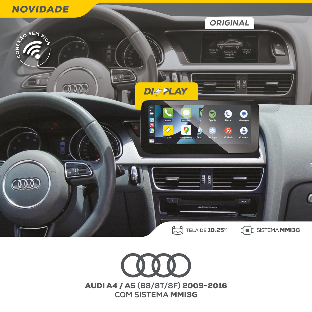 DIZZPLAY Multimídia 10.25" - Audi A4/A5 - MMI3G