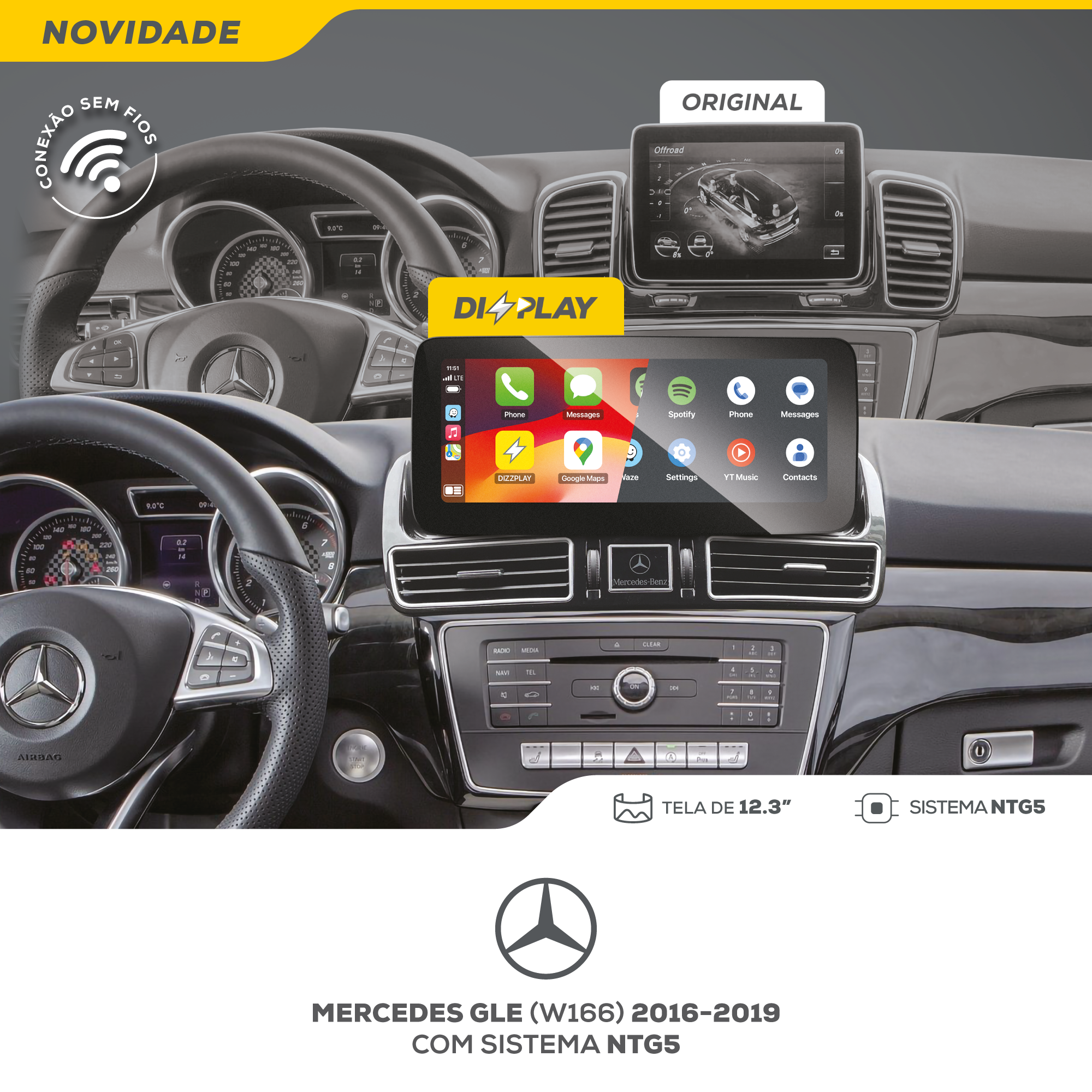 DIZZPLAY Multimídia 12.3" - Mercedes GLE - NTG5