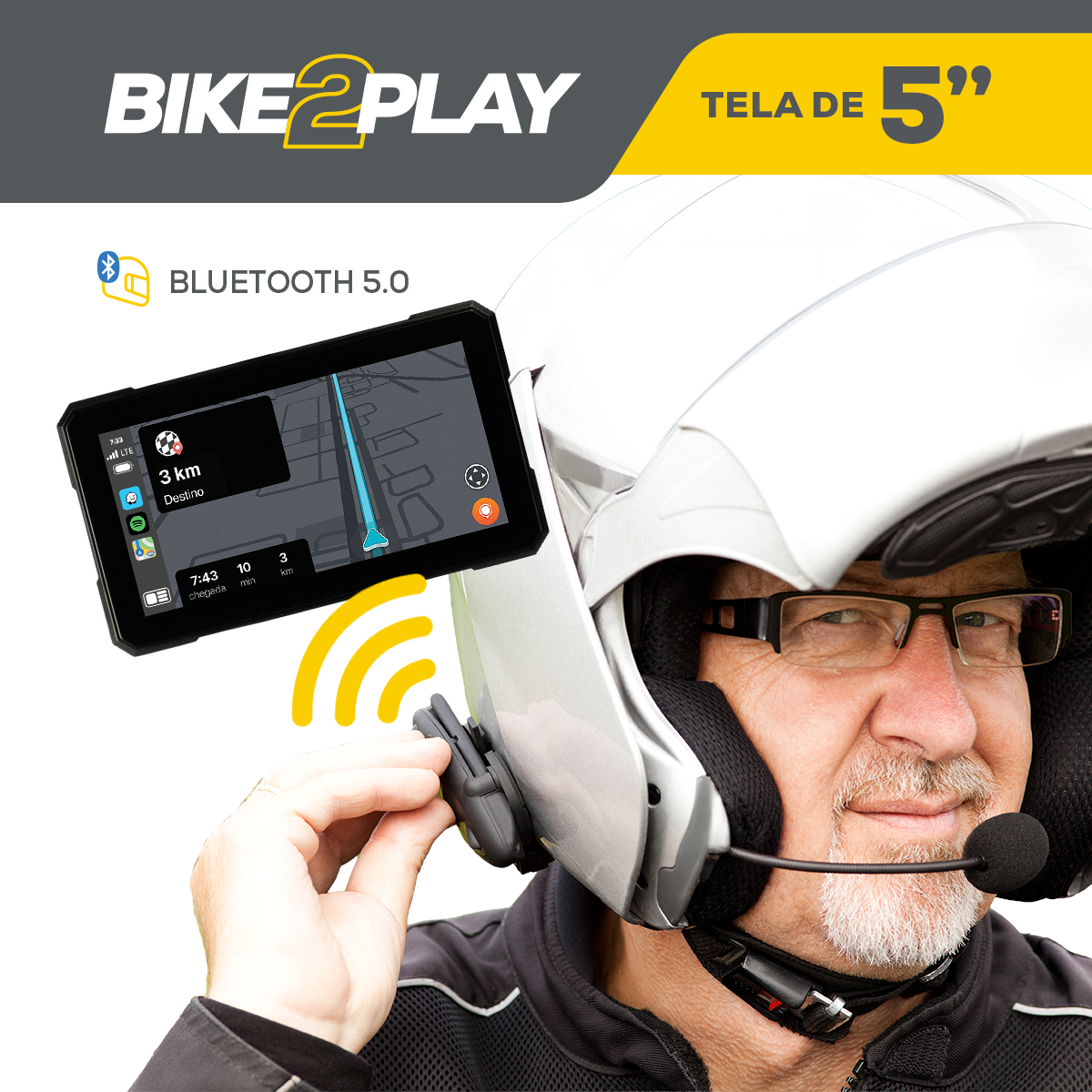 Multimídia de 5" Para Motos - BIKE2PLAY