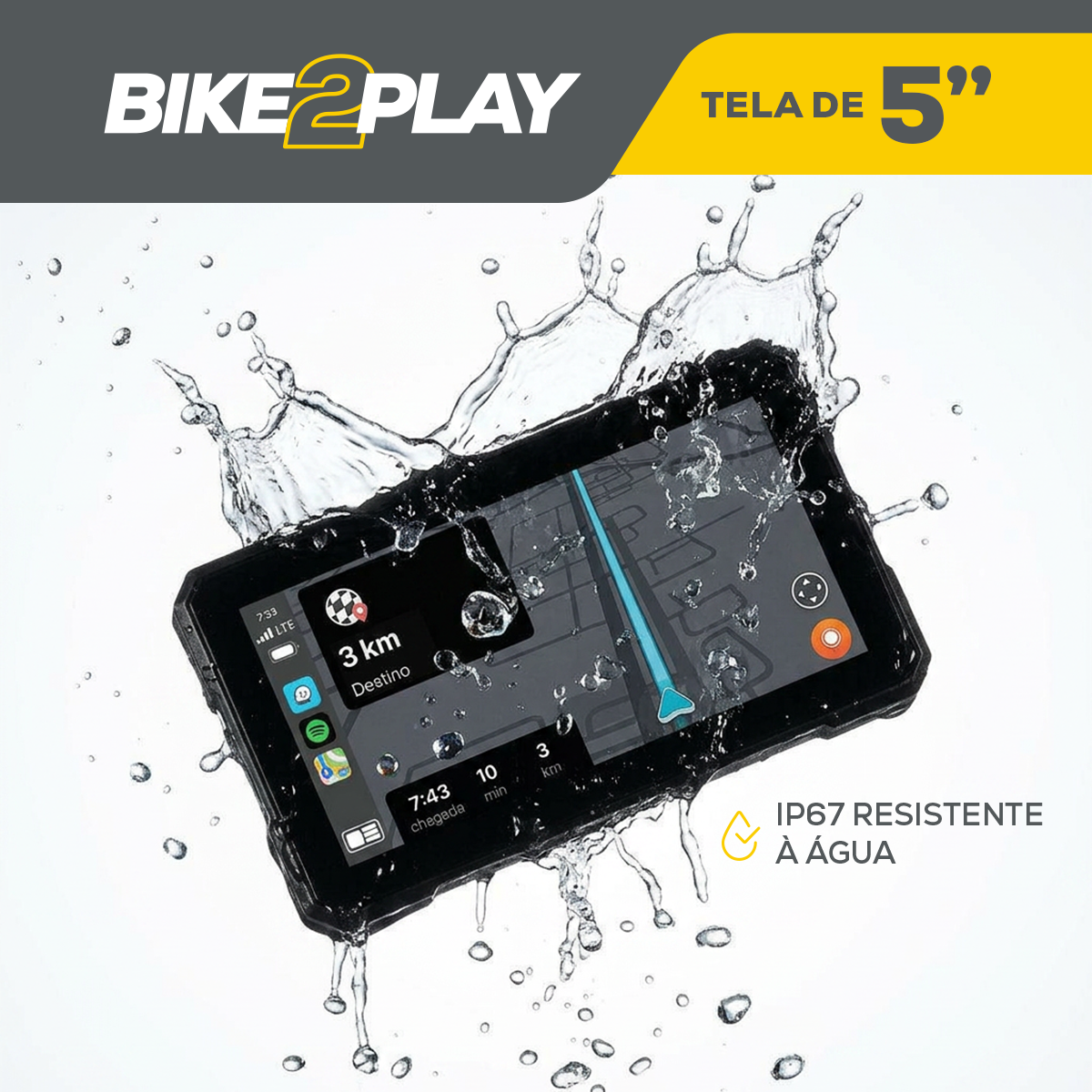 Multimídia de 5" Para Motos - BIKE2PLAY