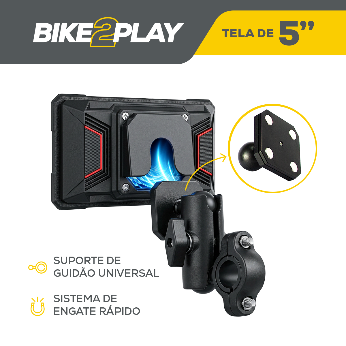Multimídia de 5" Para Motos - BIKE2PLAY