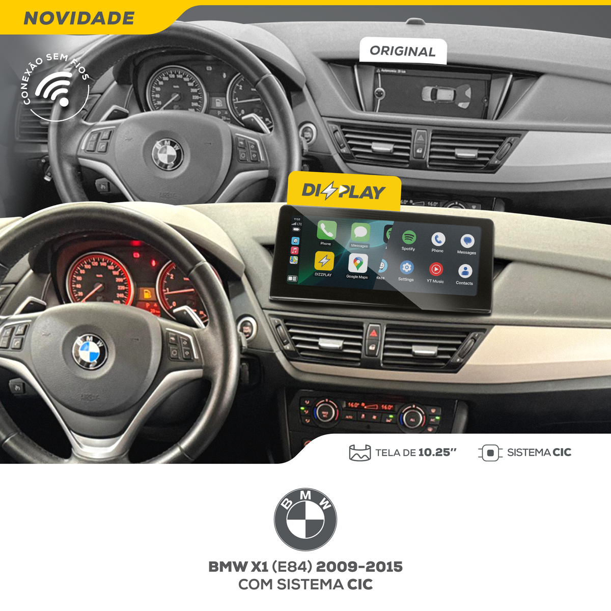 DIZZPLAY Multimídia 10.25" - BMW X1 - CIC