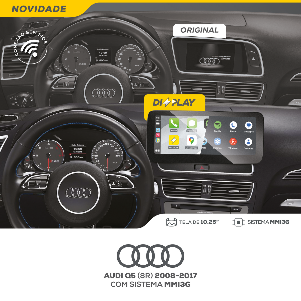 DIZZPLAY Multimídia 10.25" - Audi Q5 - MMI3G