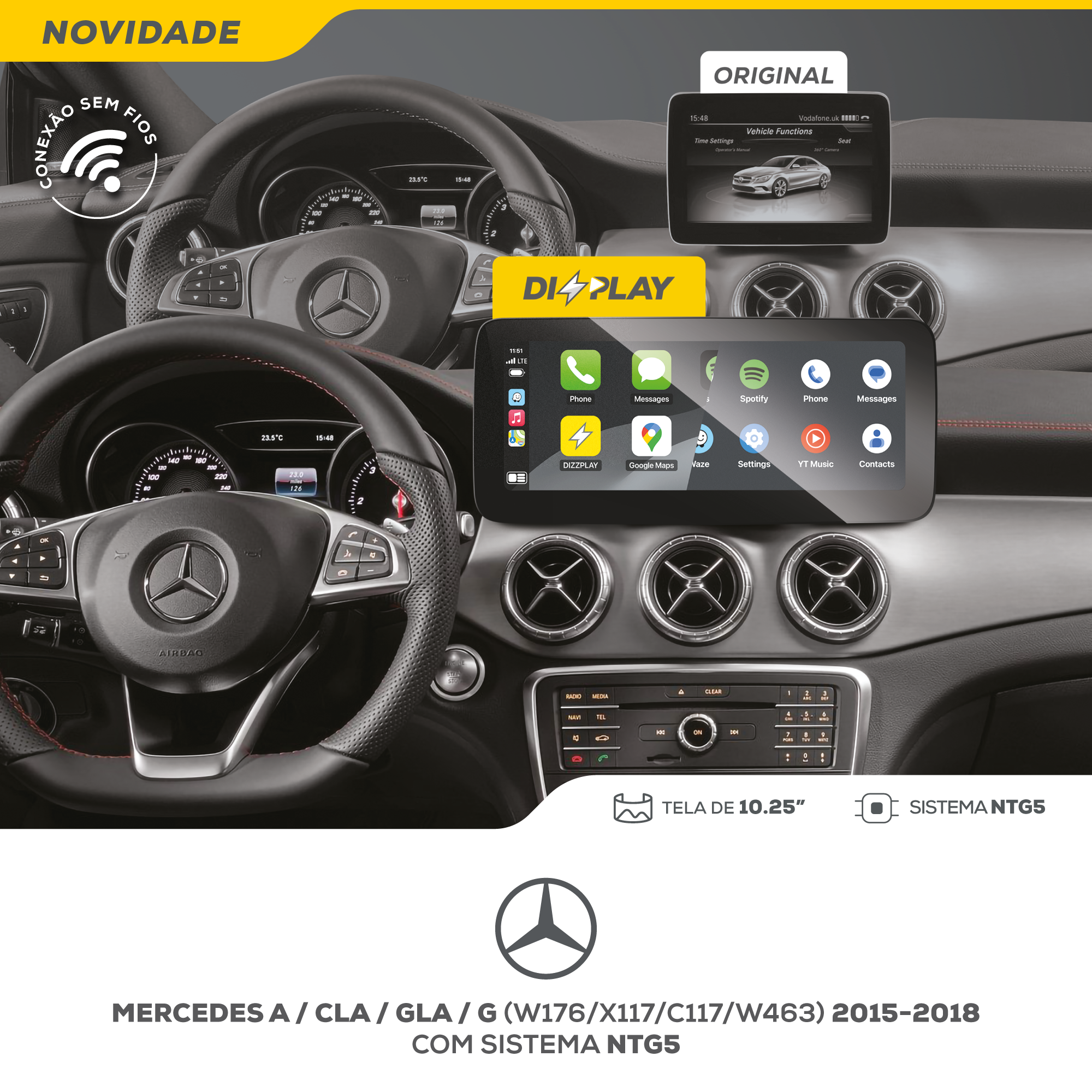 DIZZPLAY Multimídia 10.25" - Mercedes A/CLA/GLA/G - NTG5